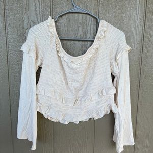 Cream peasant crop top